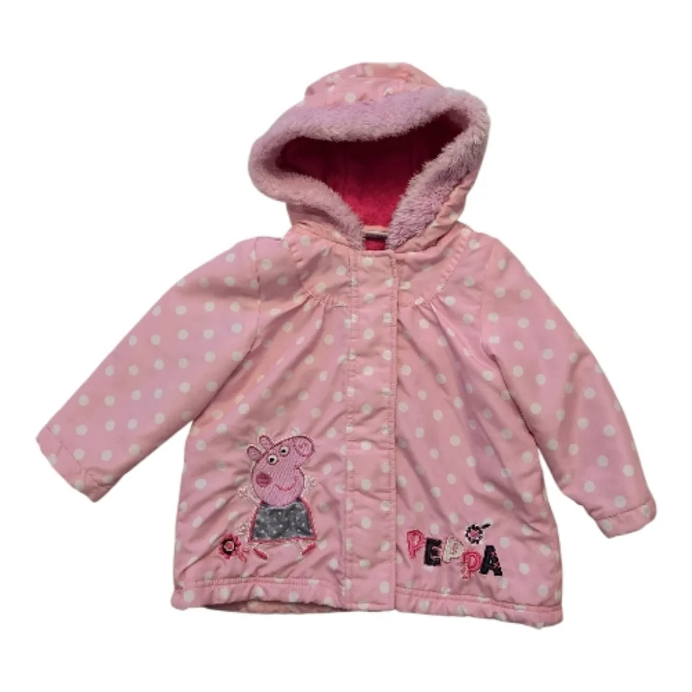 Vintage Y2k 2003 Peppa Pig Pink Polka Dot Hooded Jacket